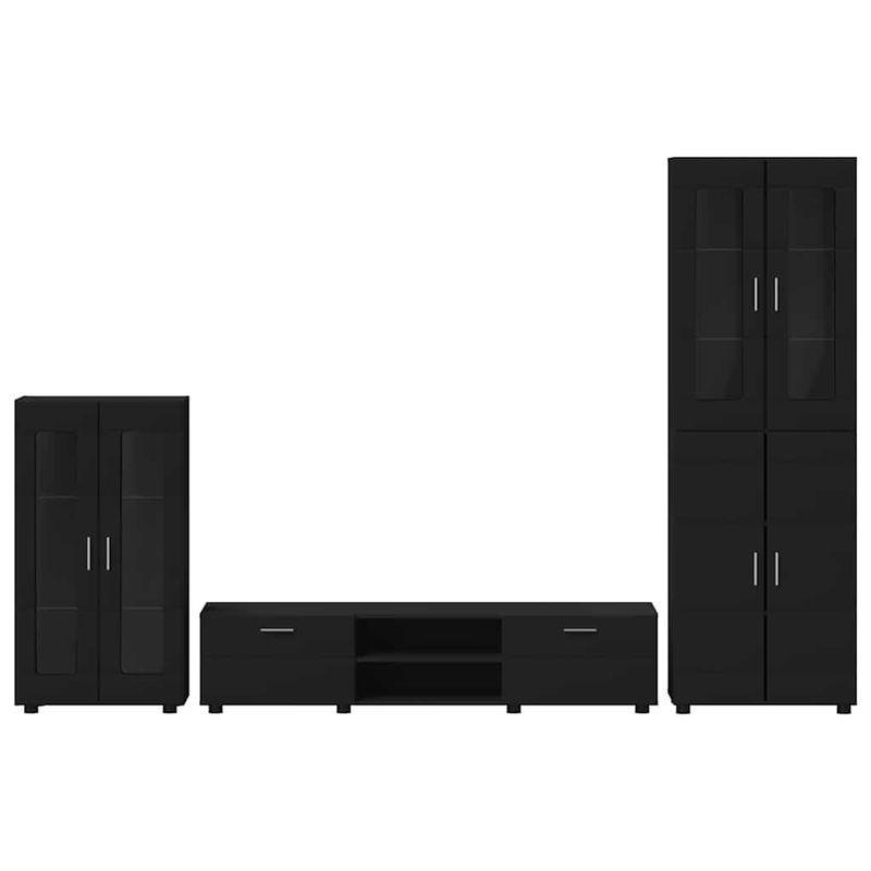 Casa si Gradina - Mobilier - Seturi de mobilier - Seturi living - Set comoda TV cu sertar cu Raft cu usa Negru Lemn compozit - Infinity.ro