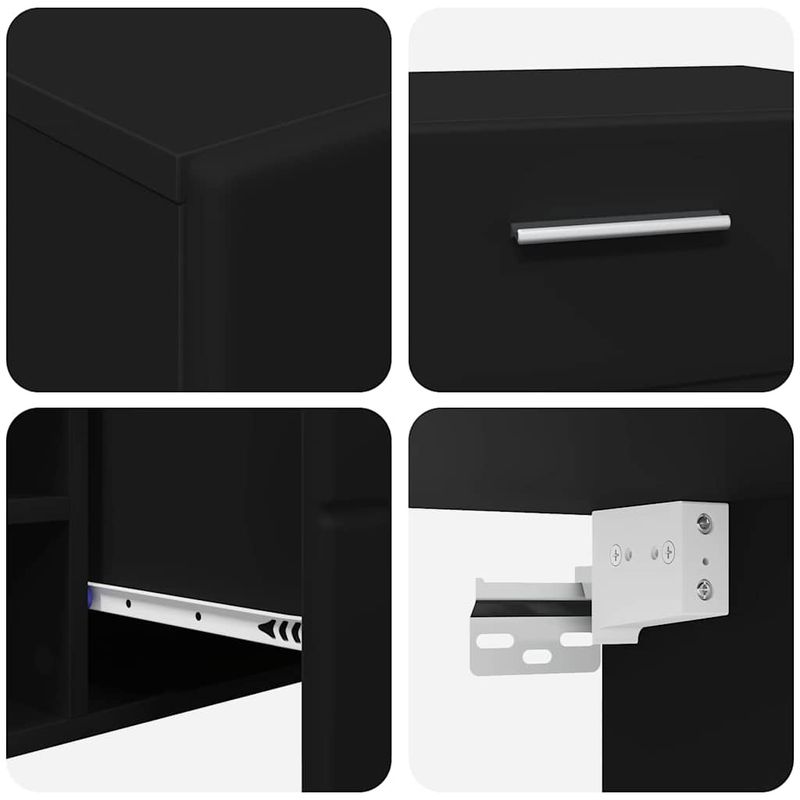 Casa si Gradina - Mobilier - Seturi de mobilier - Seturi living - Set comoda TV cu sertar cu Raft cu usa Negru Lemn compozit - Infinity.ro