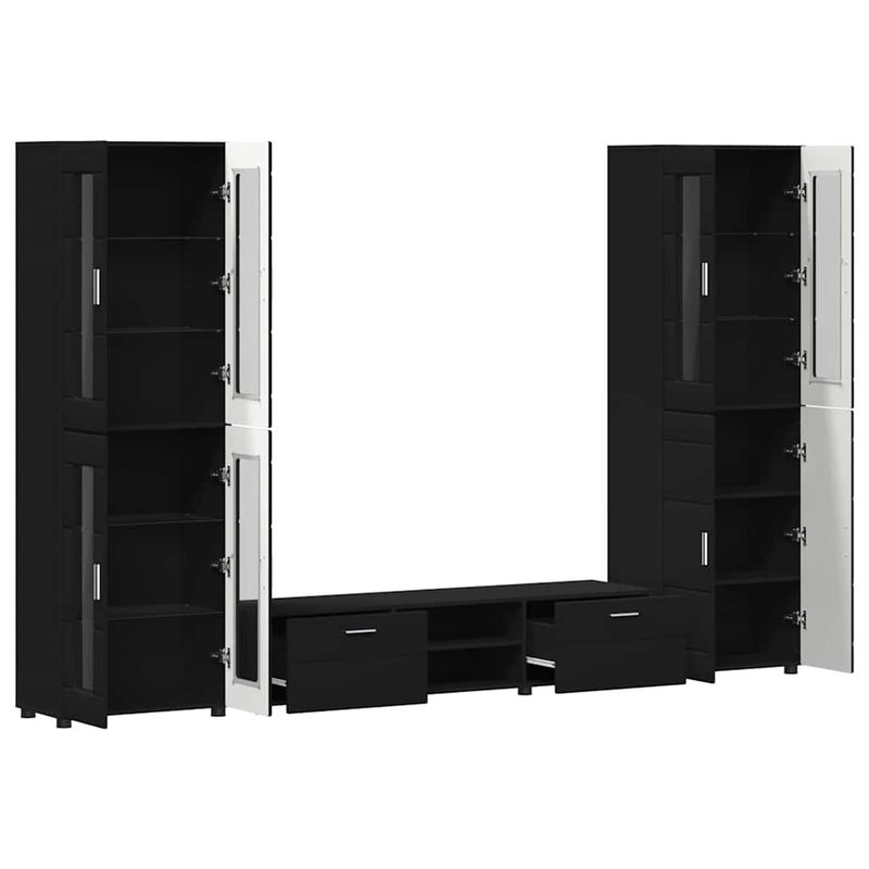 Casa si Gradina - Mobilier - Seturi de mobilier - Seturi living - Set comoda TV cu sertar cu Raft cu usa Negru Lemn compozit - Infinity.ro