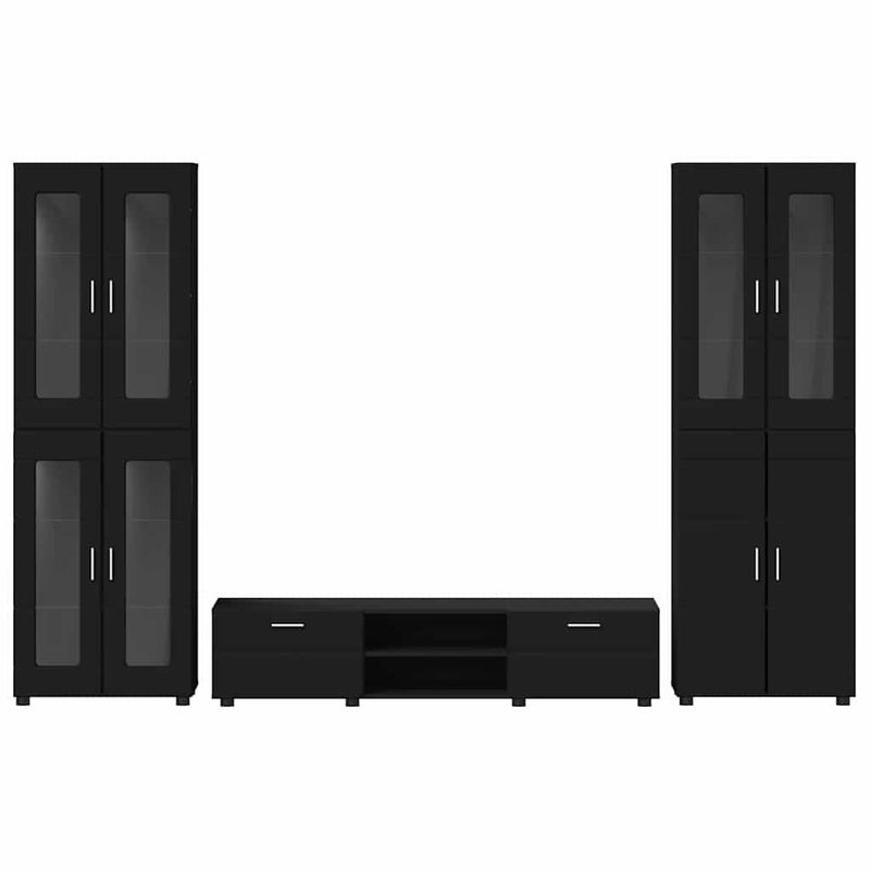Casa si Gradina - Mobilier - Seturi de mobilier - Seturi living - Set comoda TV cu sertar cu Raft cu usa Negru Lemn compozit - Infinity.ro