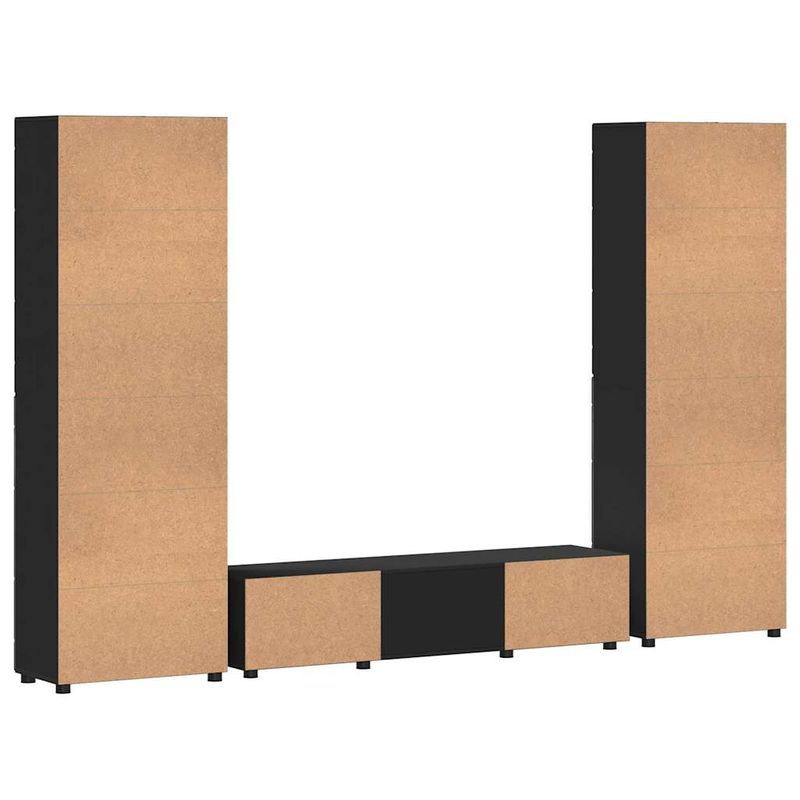 Casa si Gradina - Mobilier - Seturi de mobilier - Seturi living - Set comoda TV cu sertar cu Raft cu usa Negru Lemn compozit - Infinity.ro