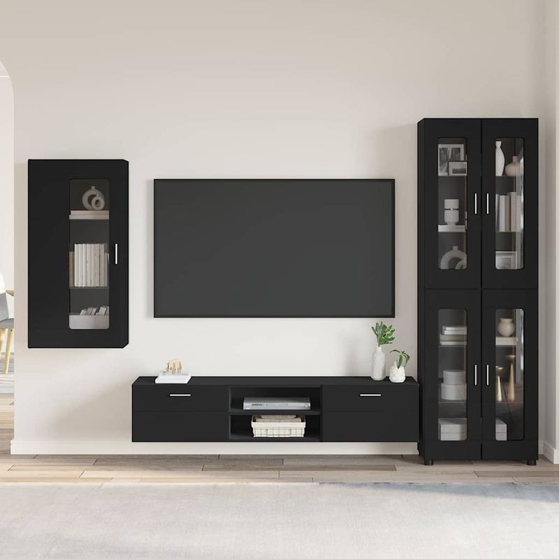 Casa si Gradina - Mobilier - Seturi de mobilier - Seturi living - Set comoda TV cu sertar cu Raft Pe perete Negru Lemn compozit - Infinity.ro