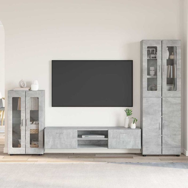 Casa si Gradina - Mobilier - Seturi de mobilier - Seturi living - Set comoda TV cu sertar cu Raft Gri din beton Lemn compozit - Infinity.ro