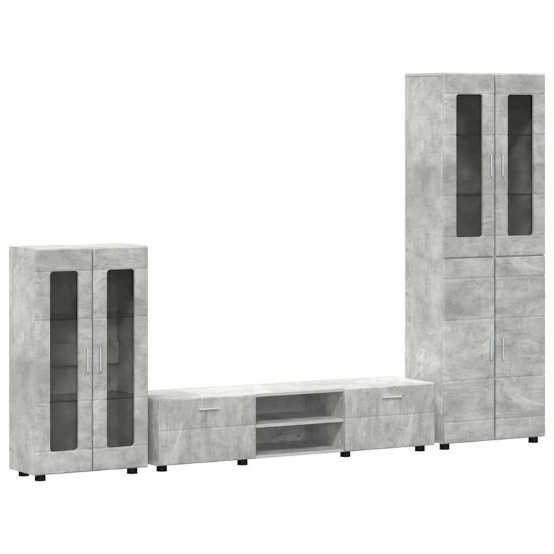 Casa si Gradina - Mobilier - Seturi de mobilier - Seturi living - Set comoda TV cu sertar cu Raft Gri din beton Lemn compozit - Infinity.ro
