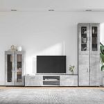 Casa si Gradina - Mobilier - Seturi de mobilier - Seturi living - Set comoda TV cu sertar cu Raft Gri din beton Lemn compozit - Infinity.ro