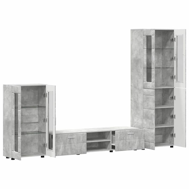 Casa si Gradina - Mobilier - Seturi de mobilier - Seturi living - Set comoda TV cu sertar cu Raft Gri din beton Lemn compozit - Infinity.ro