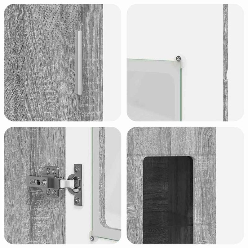 Casa si Gradina - Mobilier - Seturi de mobilier - Seturi living - Bufet cu Raft cu usa Gri Sonoma 60 x 35 x 182 cm Lemn compozit - Infinity.ro