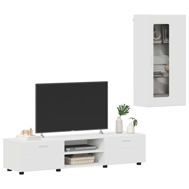 Casa si Gradina - Mobilier - Seturi de mobilier - Seturi living - Set comoda TV cu sertar cu Raft Pe perete Alb Lemn compozit - Infinity.ro