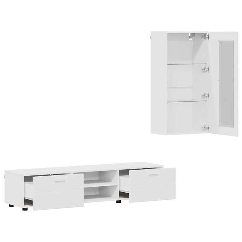 Casa si Gradina - Mobilier - Seturi de mobilier - Seturi living - Set comoda TV cu sertar cu Raft Pe perete Alb Lemn compozit - Infinity.ro