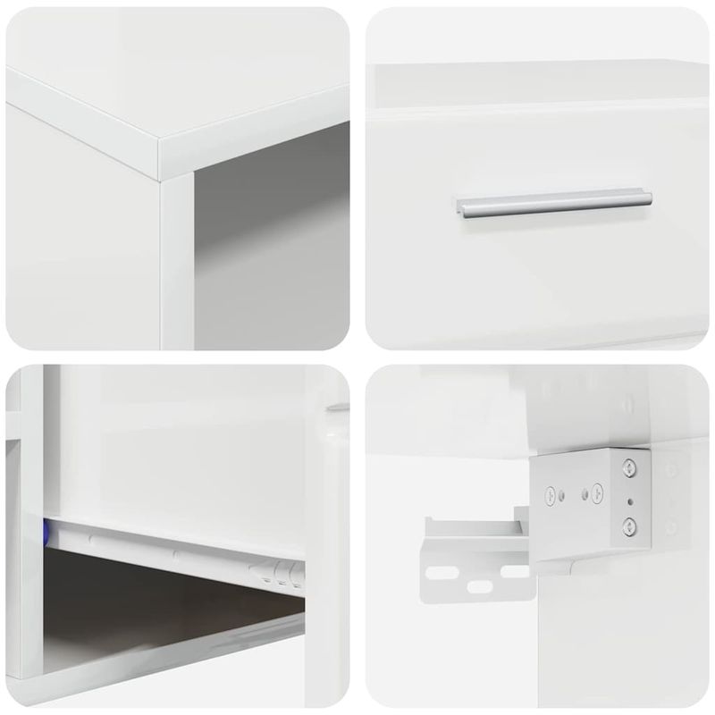 Casa si Gradina - Mobilier - Seturi de mobilier - Seturi living - Set comoda TV cu sertar cu Raft cu usa Alb lucios Lemn compozit - Infinity.ro