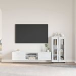 Casa si Gradina - Mobilier - Seturi de mobilier - Seturi living - Set comoda TV cu sertar cu Raft cu usa Alb lucios Lemn compozit - Infinity.ro