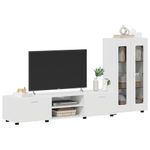Casa si Gradina - Mobilier - Seturi de mobilier - Seturi living - Set comoda TV cu sertar cu Raft cu usa Alb lucios Lemn compozit - Infinity.ro