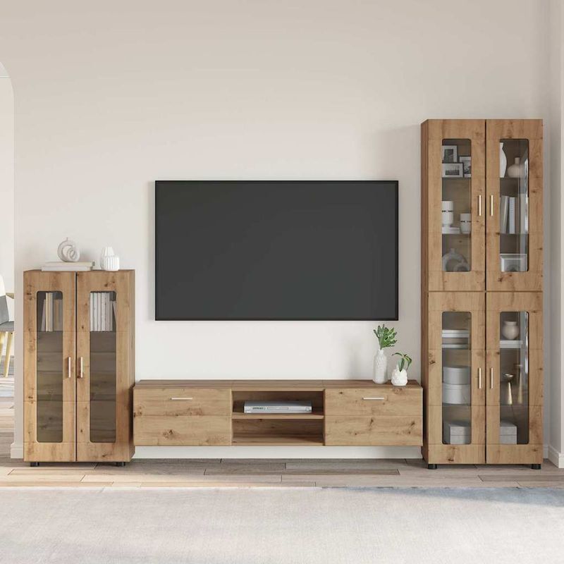 Casa si Gradina - Mobilier - Seturi de mobilier - Seturi living - Set comoda TV cu sertar cu Raft Stejar Artizanal Lemn compozit - Infinity.ro