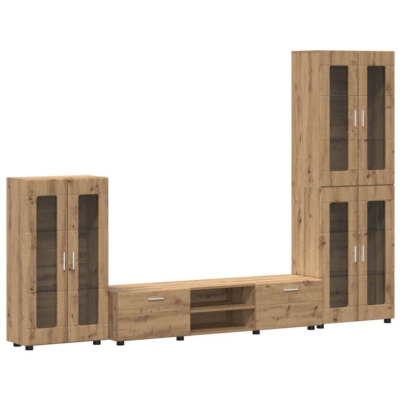 Casa si Gradina - Mobilier - Seturi de mobilier - Seturi living - Set comoda TV cu sertar cu Raft Stejar Artizanal Lemn compozit - Infinity.ro