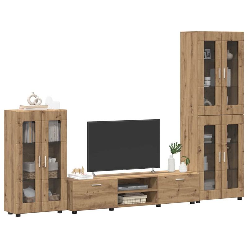 Casa si Gradina - Mobilier - Seturi de mobilier - Seturi living - Set comoda TV cu sertar cu Raft Stejar Artizanal Lemn compozit - Infinity.ro