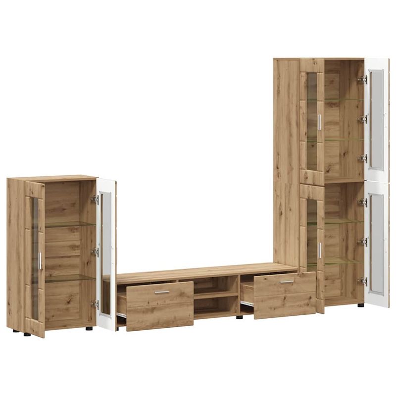Casa si Gradina - Mobilier - Seturi de mobilier - Seturi living - Set comoda TV cu sertar cu Raft Stejar Artizanal Lemn compozit - Infinity.ro