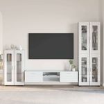 Casa si Gradina - Mobilier - Seturi de mobilier - Seturi living - Set comoda TV cu sertar cu Raft cu usa Alb lucios Lemn compozit - Infinity.ro