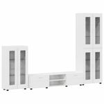 Casa si Gradina - Mobilier - Seturi de mobilier - Seturi living - Set comoda TV cu sertar cu Raft cu usa Alb lucios Lemn compozit - Infinity.ro