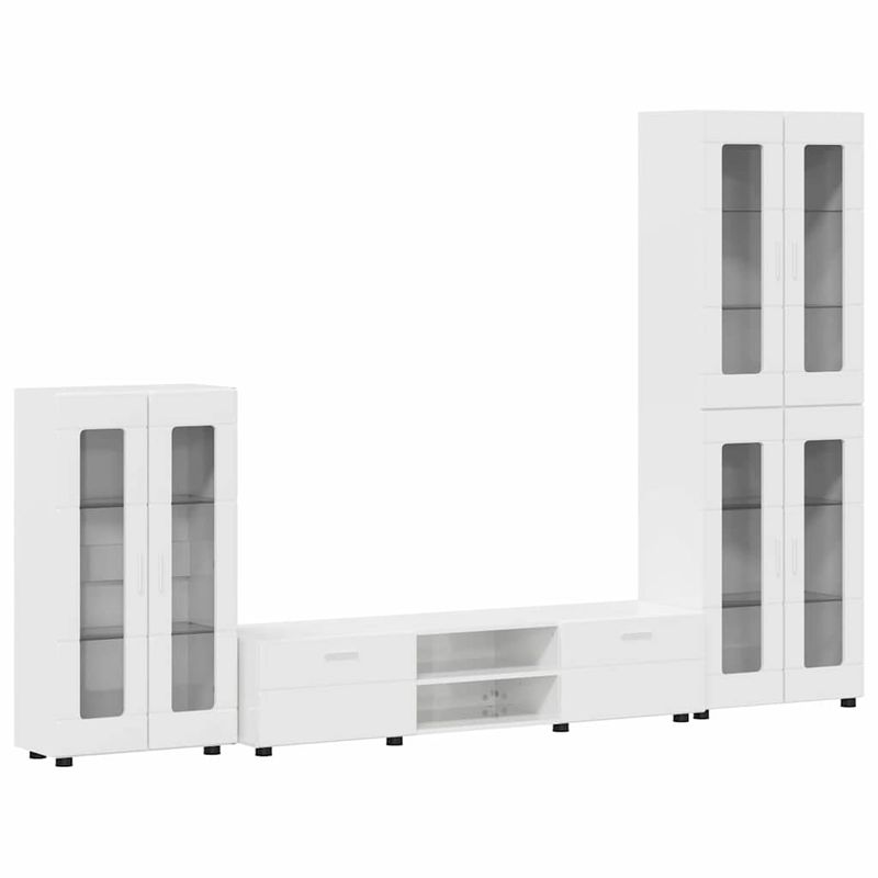 Casa si Gradina - Mobilier - Seturi de mobilier - Seturi living - Set comoda TV cu sertar cu Raft cu usa Alb lucios Lemn compozit - Infinity.ro