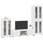 Casa si Gradina - Mobilier - Seturi de mobilier - Seturi living - Set comoda TV cu sertar cu Raft cu usa Alb lucios Lemn compozit - Infinity.ro