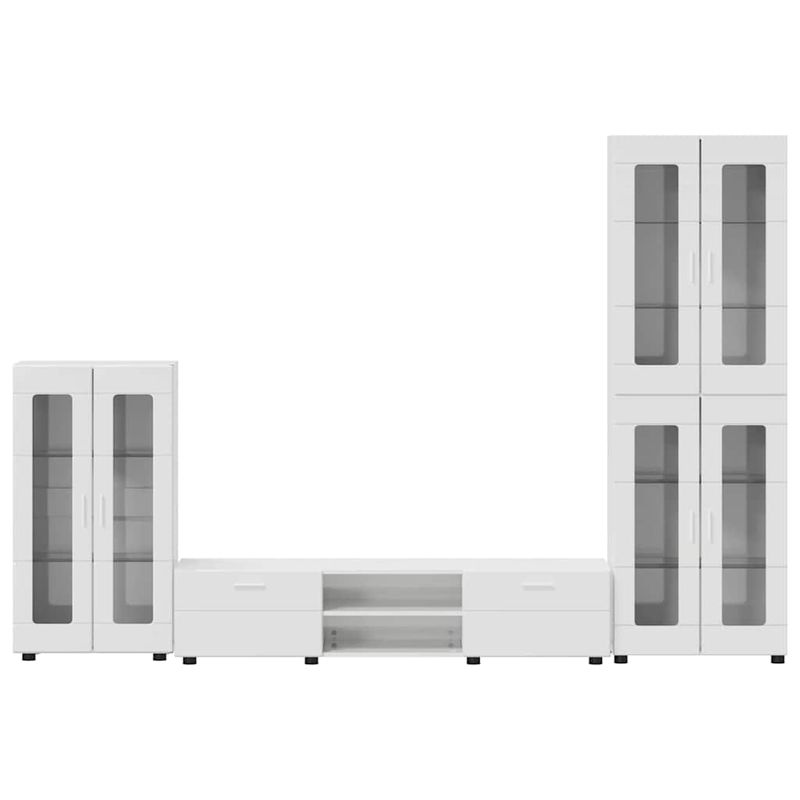 Casa si Gradina - Mobilier - Seturi de mobilier - Seturi living - Set comoda TV cu sertar cu Raft cu usa Alb lucios Lemn compozit - Infinity.ro