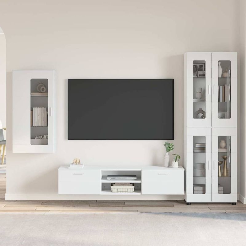 Casa si Gradina - Mobilier - Seturi de mobilier - Seturi living - Set comoda TV cu sertar cu Raft Pe perete Alb Lemn compozit - Infinity.ro