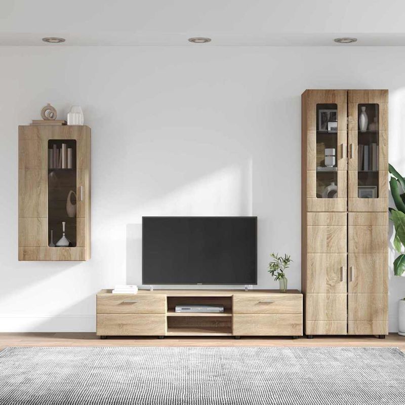 Casa si Gradina - Mobilier - Seturi de mobilier - Seturi living - Set comoda TV cu sertar cu Raft Stejar Sonoma Lemn compozit - Infinity.ro