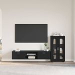 Casa si Gradina - Mobilier - Seturi de mobilier - Seturi living - Set comoda TV cu sertar cu Raft cu usa Negru Lemn compozit - Infinity.ro