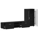 Casa si Gradina - Mobilier - Seturi de mobilier - Seturi living - Set comoda TV cu sertar cu Raft cu usa Negru Lemn compozit - Infinity.ro