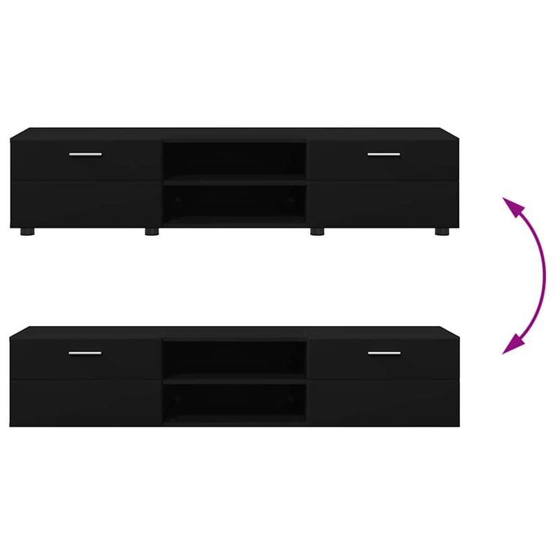 Casa si Gradina - Mobilier - Seturi de mobilier - Seturi living - Set comoda TV cu sertar cu Raft cu usa Negru Lemn compozit - Infinity.ro