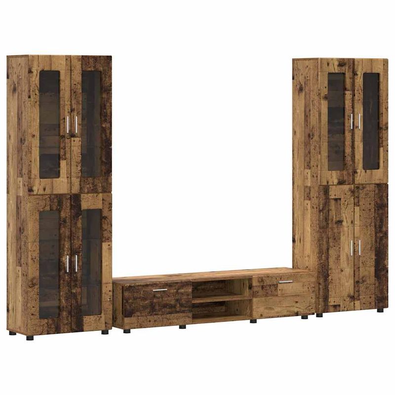 Casa si Gradina - Mobilier - Seturi de mobilier - Seturi living - Set comoda TV cu sertar cu Raft cu usa Lemn vechi Lemn compozit - Infinity.ro