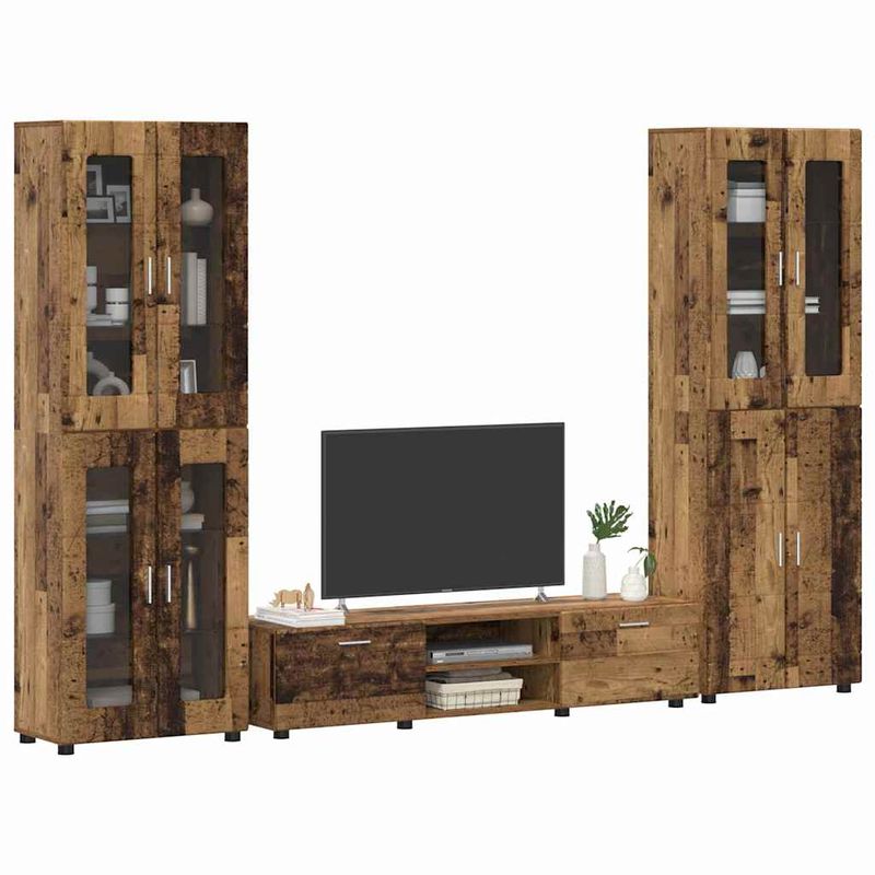 Casa si Gradina - Mobilier - Seturi de mobilier - Seturi living - Set comoda TV cu sertar cu Raft cu usa Lemn vechi Lemn compozit - Infinity.ro