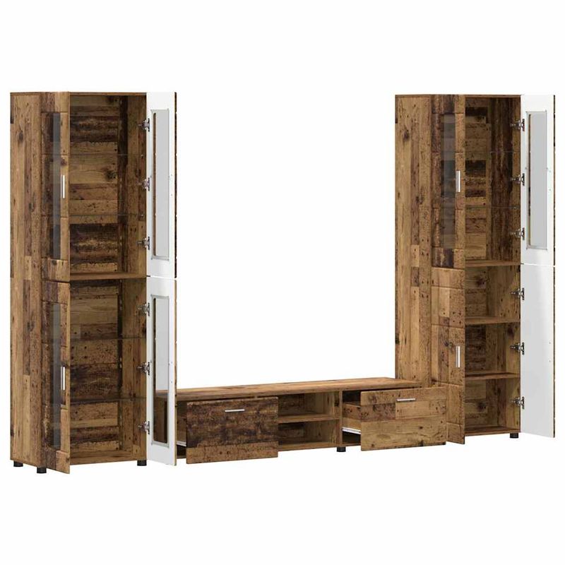 Casa si Gradina - Mobilier - Seturi de mobilier - Seturi living - Set comoda TV cu sertar cu Raft cu usa Lemn vechi Lemn compozit - Infinity.ro