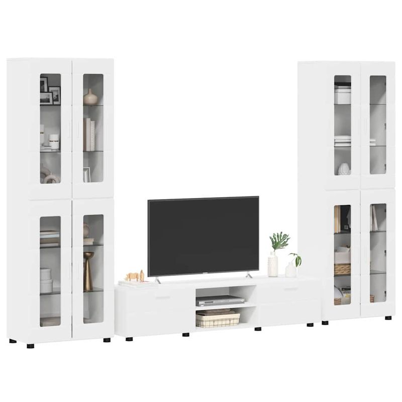 Casa si Gradina - Mobilier - Seturi de mobilier - Seturi living - Set comoda TV cu sertar cu Raft cu depozitare Alb Lemn compozit - Infinity.ro