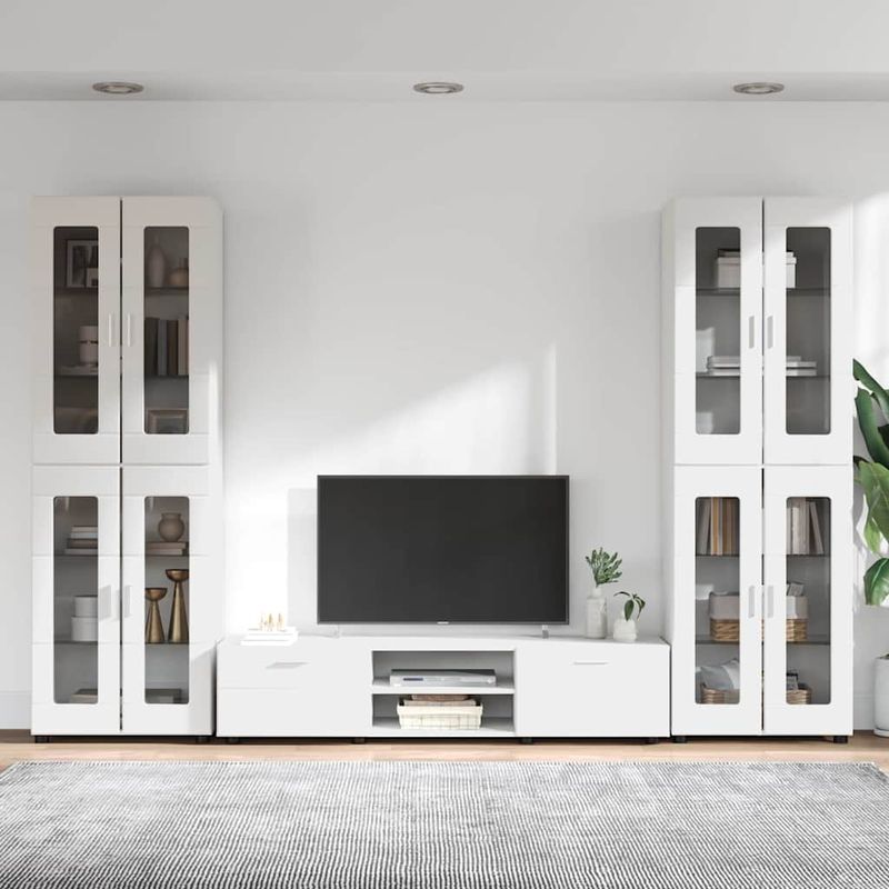 Casa si Gradina - Mobilier - Seturi de mobilier - Seturi living - Set comoda TV cu sertar cu Raft cu depozitare Alb Lemn compozit - Infinity.ro