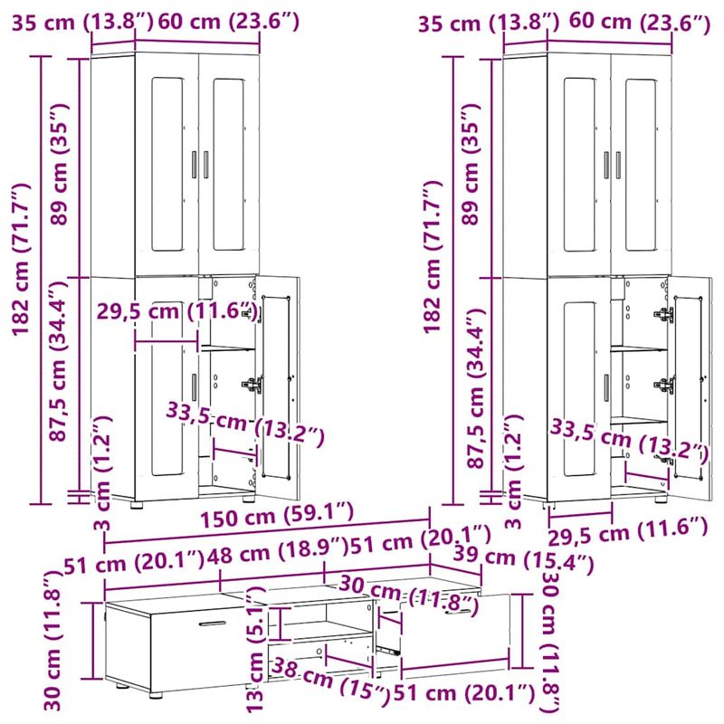 Casa si Gradina - Mobilier - Seturi de mobilier - Seturi living - Set comoda TV cu sertar cu Raft cu depozitare Alb Lemn compozit - Infinity.ro