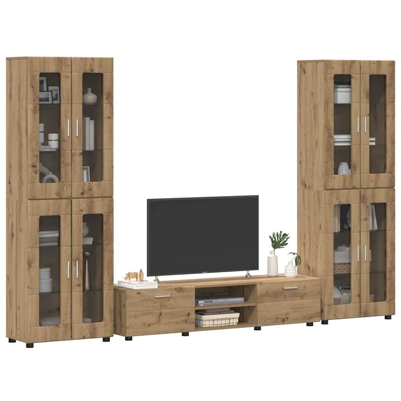 Casa si Gradina - Mobilier - Seturi de mobilier - Seturi living - Set comoda TV cu sertar cu Raft Stejar Artizanal Lemn compozit - Infinity.ro