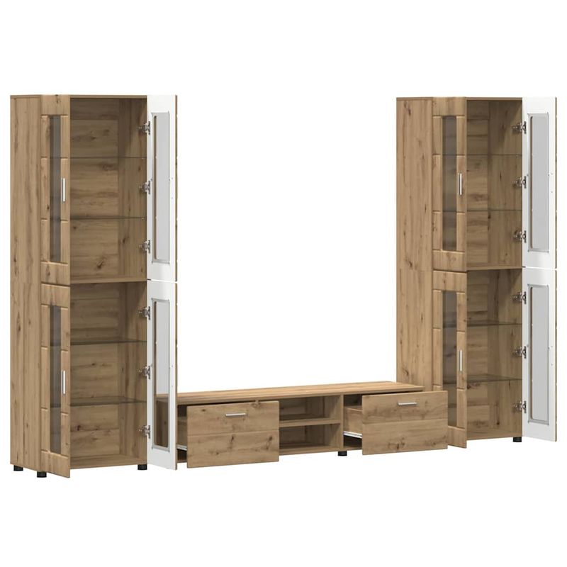 Casa si Gradina - Mobilier - Seturi de mobilier - Seturi living - Set comoda TV cu sertar cu Raft Stejar Artizanal Lemn compozit - Infinity.ro