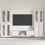 Casa si Gradina - Mobilier - Seturi de mobilier - Seturi living - Set comoda TV cu sertar cu Raft cu usa Alb lucios Lemn compozit - Infinity.ro