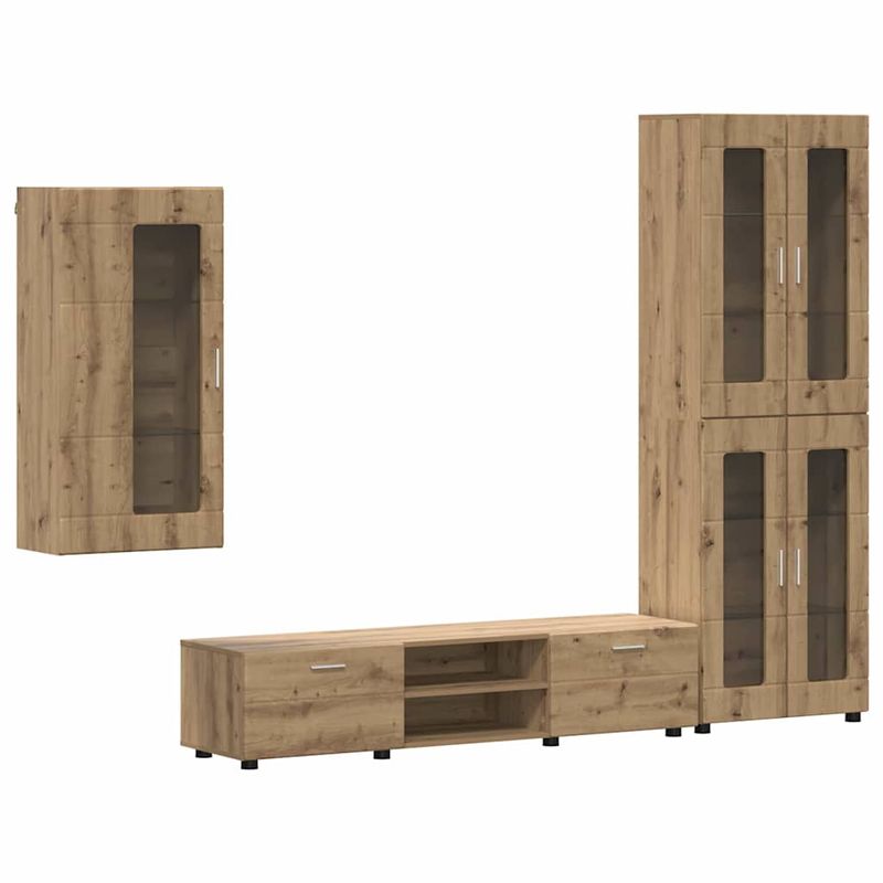 Casa si Gradina - Mobilier - Seturi de mobilier - Seturi living - Set comoda TV cu sertar cu Raft Stejar Artizanal Lemn compozit - Infinity.ro