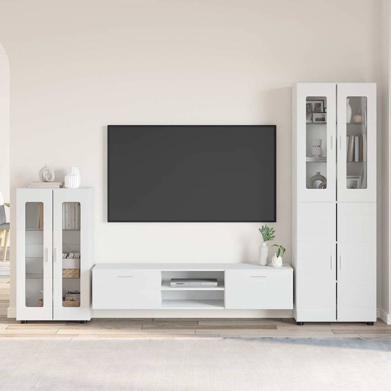 Casa si Gradina - Mobilier - Seturi de mobilier - Seturi living - Set comoda TV cu sertar cu Raft cu depozitare Alb Lemn compozit - Infinity.ro