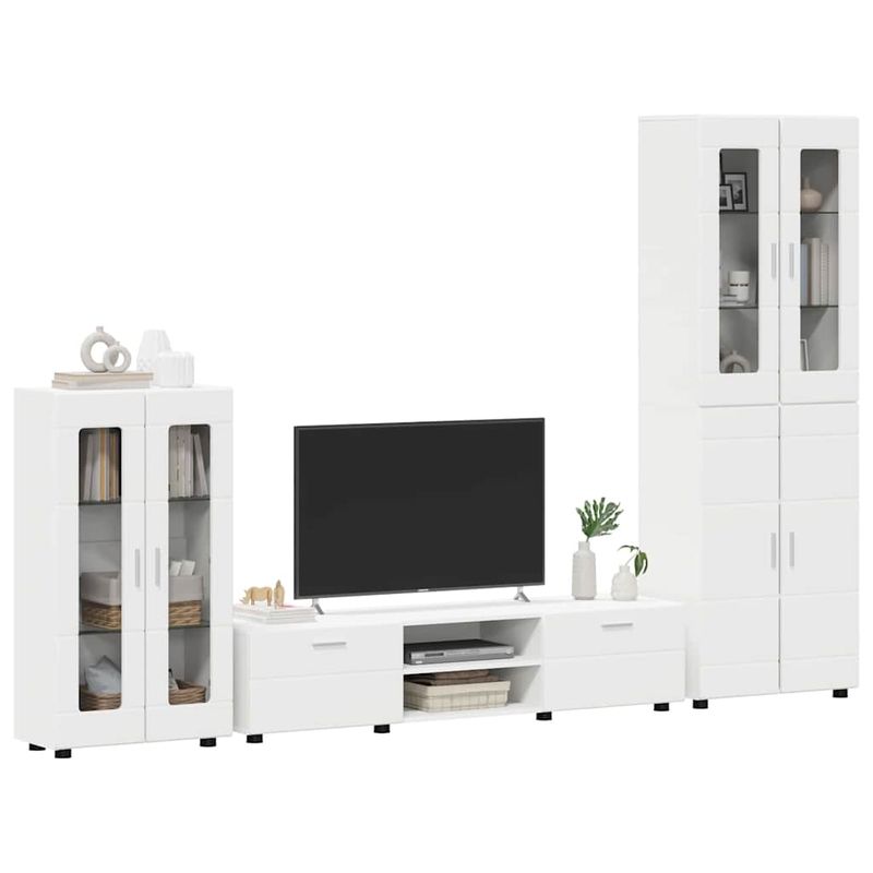 Casa si Gradina - Mobilier - Seturi de mobilier - Seturi living - Set comoda TV cu sertar cu Raft cu depozitare Alb Lemn compozit - Infinity.ro