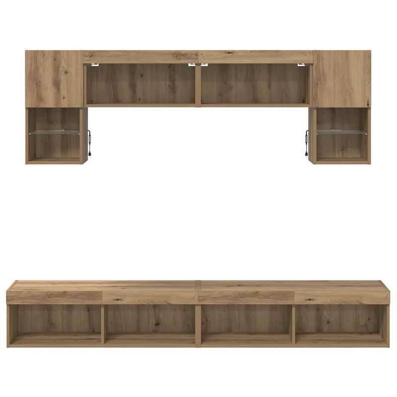 Casa si Gradina - Mobilier - Comode si corpuri - Comode - Unitati TV de perete cu LED 6 pcs Stejar Artizanal Lemn compozit - Infinity.ro