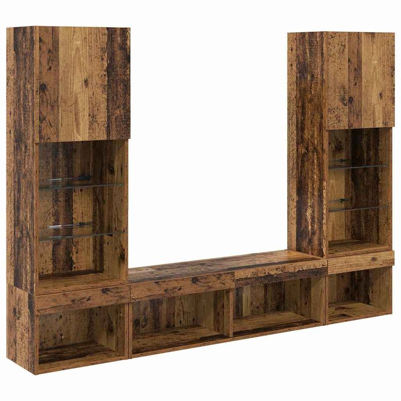 Casa si Gradina - Mobilier - Comode si corpuri - Comode - Unitati TV de perete cu LED 5 pcs Lemn vechi 40,5 x 30 x 102 cm - Infinity.ro
