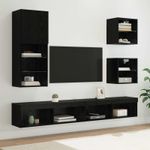 Casa si Gradina - Mobilier - Comode si corpuri - Comode - Unitati TV de perete cu LED 5 pcs Stejar Negru Lemn compozit - Infinity.ro