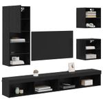 Casa si Gradina - Mobilier - Comode si corpuri - Comode - Unitati TV de perete cu LED 5 pcs Stejar Negru Lemn compozit - Infinity.ro
