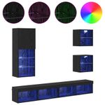 Casa si Gradina - Mobilier - Comode si corpuri - Comode - Unitati TV de perete cu LED 5 pcs Stejar Negru Lemn compozit - Infinity.ro