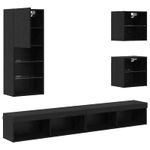 Casa si Gradina - Mobilier - Comode si corpuri - Comode - Unitati TV de perete cu LED 5 pcs Stejar Negru Lemn compozit - Infinity.ro