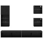 Casa si Gradina - Mobilier - Comode si corpuri - Comode - Unitati TV de perete cu LED 5 pcs Stejar Negru Lemn compozit - Infinity.ro