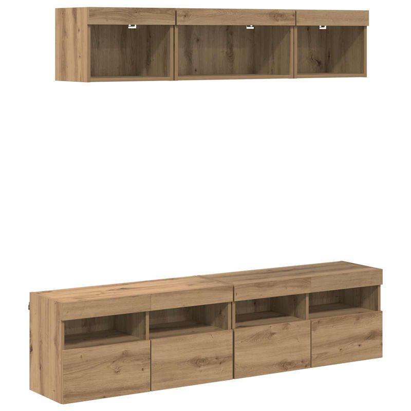 Casa si Gradina - Mobilier - Comode si corpuri - Comode - Unitati TV de perete cu LED 5 pcs Stejar Artizanal 80 x 30 x 40 cm - Infinity.ro